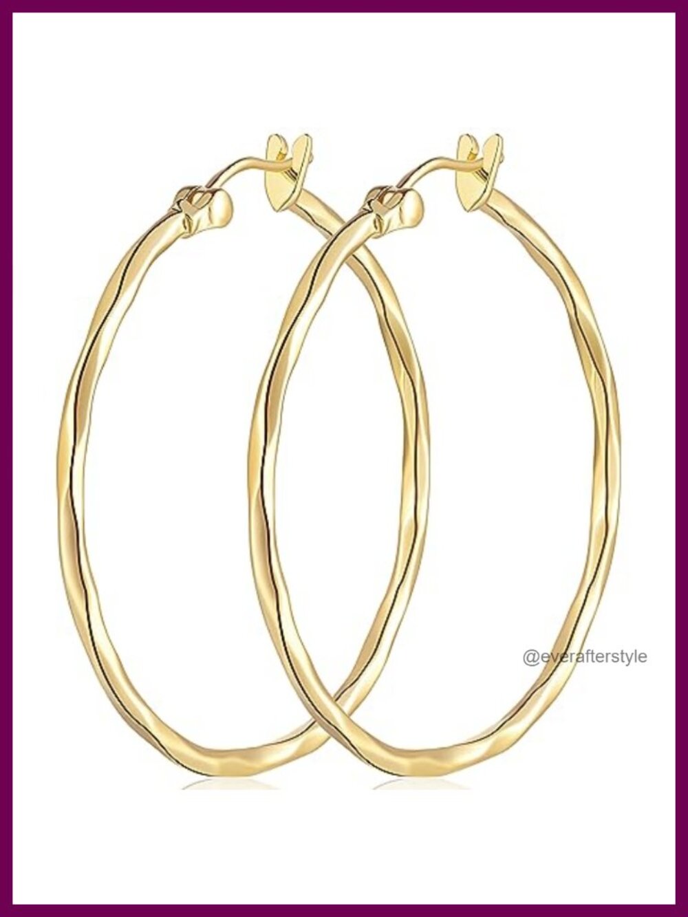 14K Gold Plated 40mm Hoop Earrings for Women Hypoallergenic Lightweight